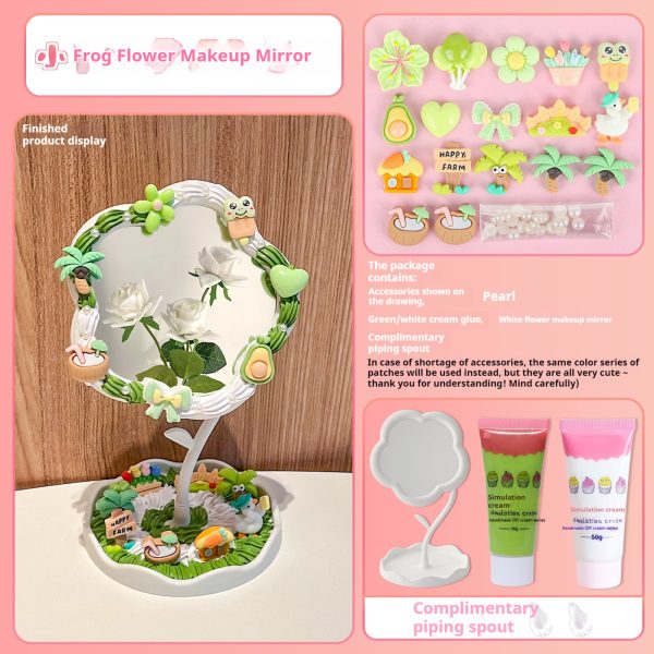 Cream glue handmade diy/flower makeup mirror/Melody material package/rotatable ins desktop plastic mirror